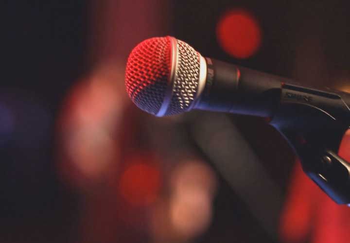 a microphone on stage at the Westhampton Beach Performing Arts Center